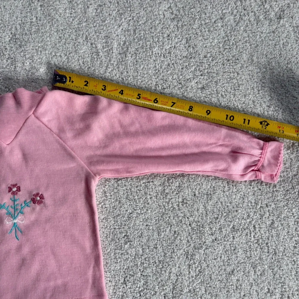 Carter's Vintage Mock Neck Baby Girl 18M Pink Floral Embroidered Long Sleeve Y2K